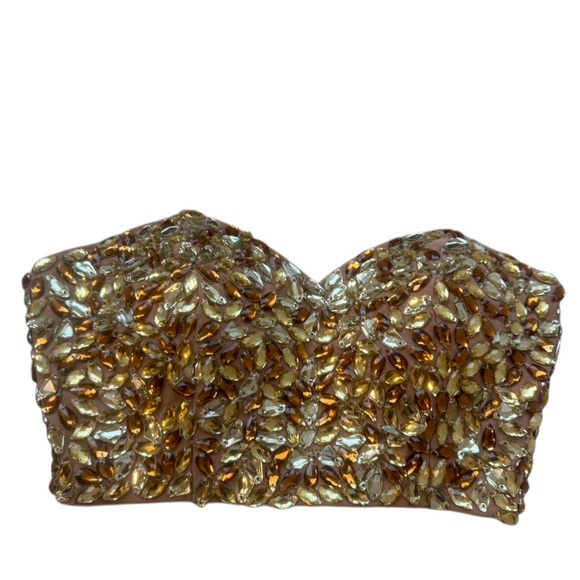 Marciano XS jewelled corset/bra top very very good condition Shimmering Gold - Picture 13 of 13
